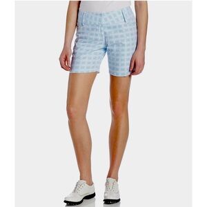 ADIDAS Golf Shorts Solar Blue Check 7 Inch
